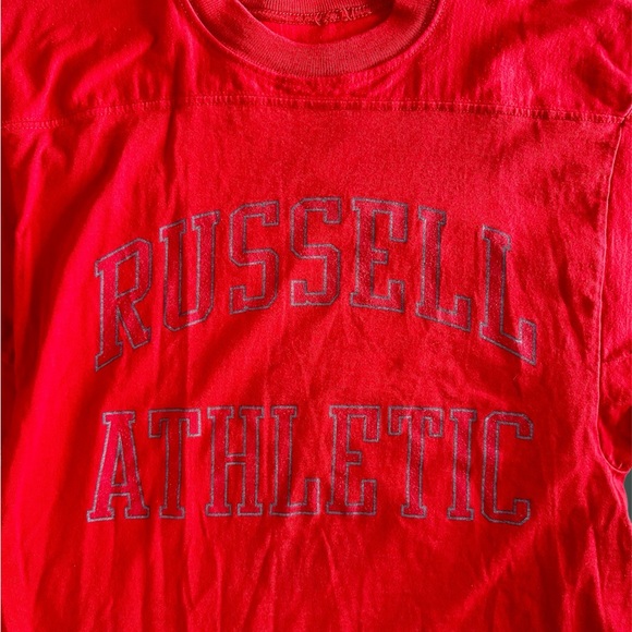 Vintage 90s Russell Athletic Red Long Sleeve Men’s Size M Made in USA Logo VTG - Picture 2 of 5